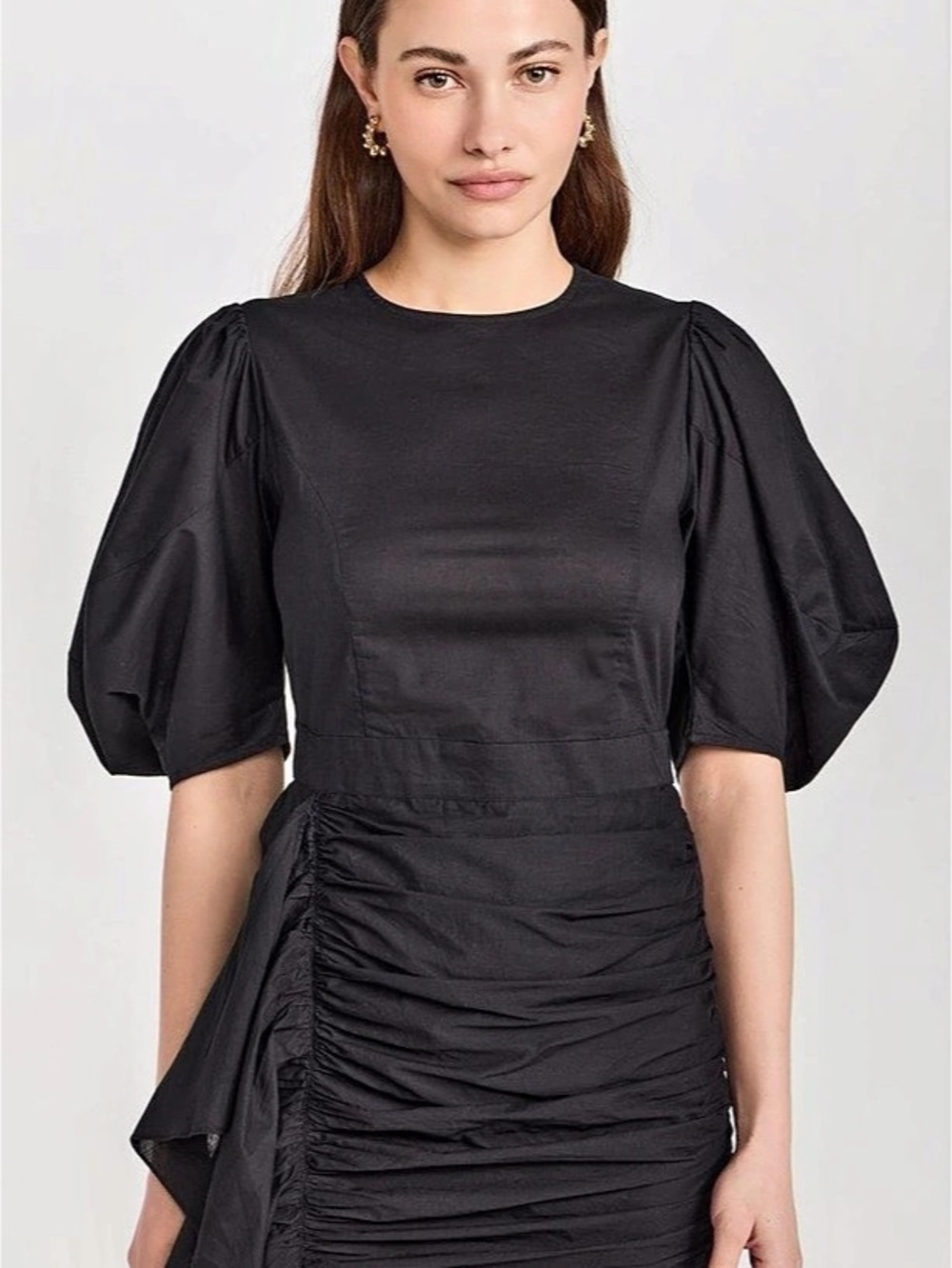 RHODE Pia Ruched Mini Dress Black